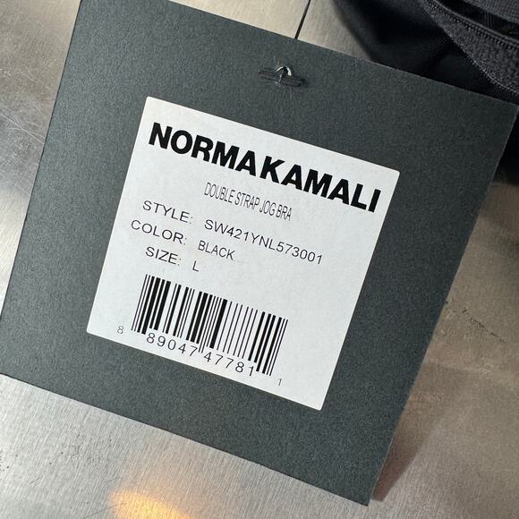 Norma Kamali Bra Double Strap Jog Bra Women's Black‎ Size Large NWT - Picture 7 of 11